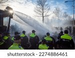 Small photo of Den Haag, Zuid-Holland, The Netherlands, 3-13-2023, Climate protesters are blocking the highway A12 in Den Haag. The demonstration was organized by extinction rebellion.