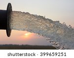 water flow from pipe , sunset and abstract
