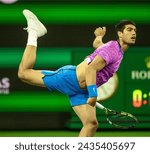 Small photo of Indian Wells, CAUSA March 8 2024 Carlos Alcaraz (ESP) won his second round at the BNP Paribas Open over Matteo Arnaldi (FRA) 6(5)-7, 6-0, 6-1