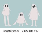 3 weirdly cute ghosts with arms ... | Shutterstock .eps vector #2122181447