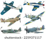 6 types of Great Britain single propeller fighter plane collection.