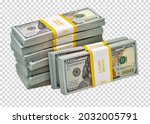 New design dollar bucks or bundles stack of bundle of 100 US dollars detail on isolated background. Including clipping path