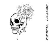 Skull Rose Flower With Hand...