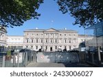 Small photo of Dublin, Ireland - June 1, 2023: Frontage of Leinster House, seat of the Dail, the Irish Parliament, in Dublin.