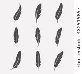 Feathers Vector Set In A Flat...