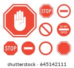 stop signs collection in red... | Shutterstock .eps vector #645142111