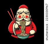 Santa Claus Eating Noodles Icon ...