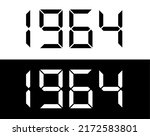 Year 1964 black and white digital numbers font.
