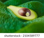 Small photo of Extreme close up of sliced Pinkerton avocado