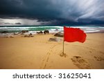 Red Warning Flag At Surin Beach....