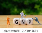 Small photo of Gross national product (GNP) is an estimate of the total value of all the final products and services,owned by a country's residents.The word is written on grean background