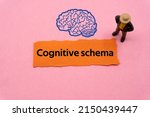 Small photo of Cognitive schema.The word is written on a slip of colored paper. Psychological terms, psychologic words, Spiritual terminology. psychiatric research. Mental Health Buzzwords.