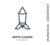 depth charge icon from army and war collection. Thin linear depth charge, badge, glyph outline icon isolated on white background. Line vector depth charge sign, symbol for web and mobile