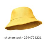 Yellow bucket hat isolated on...
