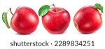 Set of three red apples...