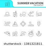summer vacation line icon set.... | Shutterstock .eps vector #1381321811