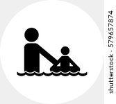 Swimming Father And Child Icon