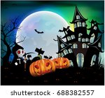 happy halloween background with ... | Shutterstock .eps vector #688382557