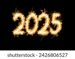Happy new year 2025 on black...