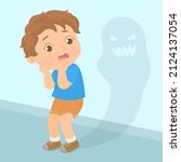 a boy terrified of a situation... | Shutterstock .eps vector #2124137054