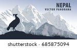 Vector Panorama Of Nepal With...