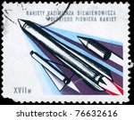 Small photo of POLAND - CIRCA 1980: A stamp printed in Poland shows the Multistage Rocket of the engineer K. Siemienowicz (1600-1651), pioneer of rocketry 17th cent., circa 1980
