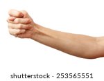 Small photo of Fico gesture of a hand. Cock a snook. Arm making fig, a gesture of contempt. Isolated on white background. Alpha.