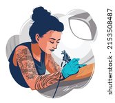female tattoo artist making... | Shutterstock .eps vector #2153508487