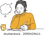 asian female taking notes in a... | Shutterstock .eps vector #2090429611