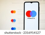 Small photo of Selective focus of the Mastercard Maestro logo. It is a brand of debit cards and prepaid cards, and is accepted at around fifteen million point of sale outlets: Dhaka, Bangladesh- June 8, 2023