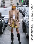Small photo of Paris, France - March 02, 2019: Street style outfit - Leonie Hanne after a fashion show during Paris Fashion Week - PFWFW19