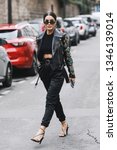 Small photo of Paris, France - March 02, 2019: Street style outfit - Camila Coelho after a fashion show during Paris Fashion Week - PFWFW19