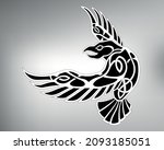  sketch tribal raven tattoo.... | Shutterstock .eps vector #2093185051