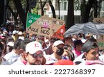 Small photo of MEXICO CITY, MEXICO - NOVEMBER 13, 2022: March in defense of INE (National Electoral Institute) Citizens protest in the streets against President Lopez Obrador's intention to reform the electoral law