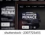 Small photo of Star Wars The Phantom Menace - Episode 1 film poster on Disney Plus site. Star Wars: Episode I – The Phantom Menace is a 1999 American epic space opera film. Ankara, Turkey - May 23, 2023.