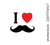 I Love Mustache With Red Heart...