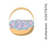 Basket With Blue Violet Flowers ...