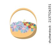 Basket With Wild Flowers On A...