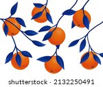 orange fruit on the branch with ... | Shutterstock .eps vector #2132250491