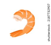 Peeled orange shrimp without head cartoon vector illustration. Headless shrimp with tail isolated on white background