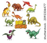 Set Of Dinosaurs Cartoon...