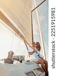 Small photo of Travel, investment and luxury with couple on yacht for success, relax and wealth on retirement trip. Rich, love and ship hobby with baby boomers man and woman sailing on boat for tropical vacation