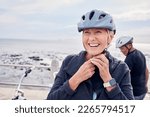 Happy senior woman  bicycle and ...