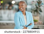 Office, laugh or happy black woman, business HR manager or employee smile for startup company growth. Human resources, corporate person or African female, bank admin agent or professional consultant