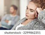 Upset  depression and woman in...
