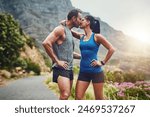 Couple  kiss and fitness in...