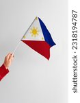 Small photo of philippines flag. Large Philippines flag waving in the wind. Philippines Independence Day. Philippine memorial holiday. June 12. Philippines national flag waving.