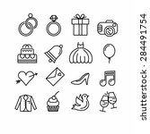 wedding icons set. outline... | Shutterstock .eps vector #284491754