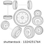 truck wheels suspension system... | Shutterstock .eps vector #1324251764