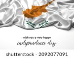 Country Flag_Cyprus Celebrating Independence Day. Abstract waving flag on gray background 
